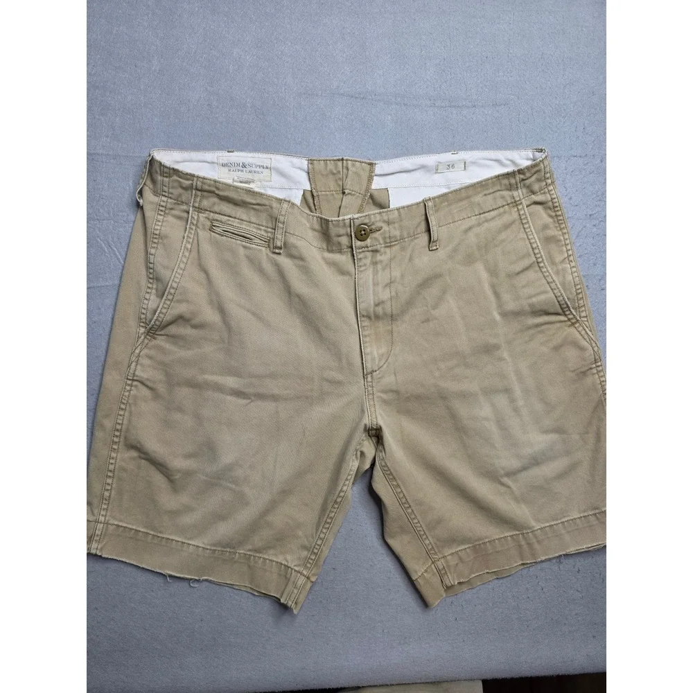 Denim & Supply Ralph Lauren Chino Shorts Mens 36 Khaki Cotton Flat Front Outdoor